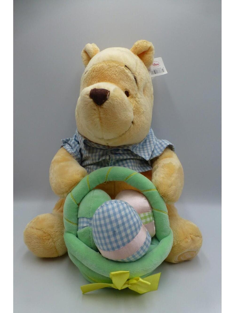 Disney Store Winnie the Pooh Easter Plush Stuffed Animal 13" with Basket G2